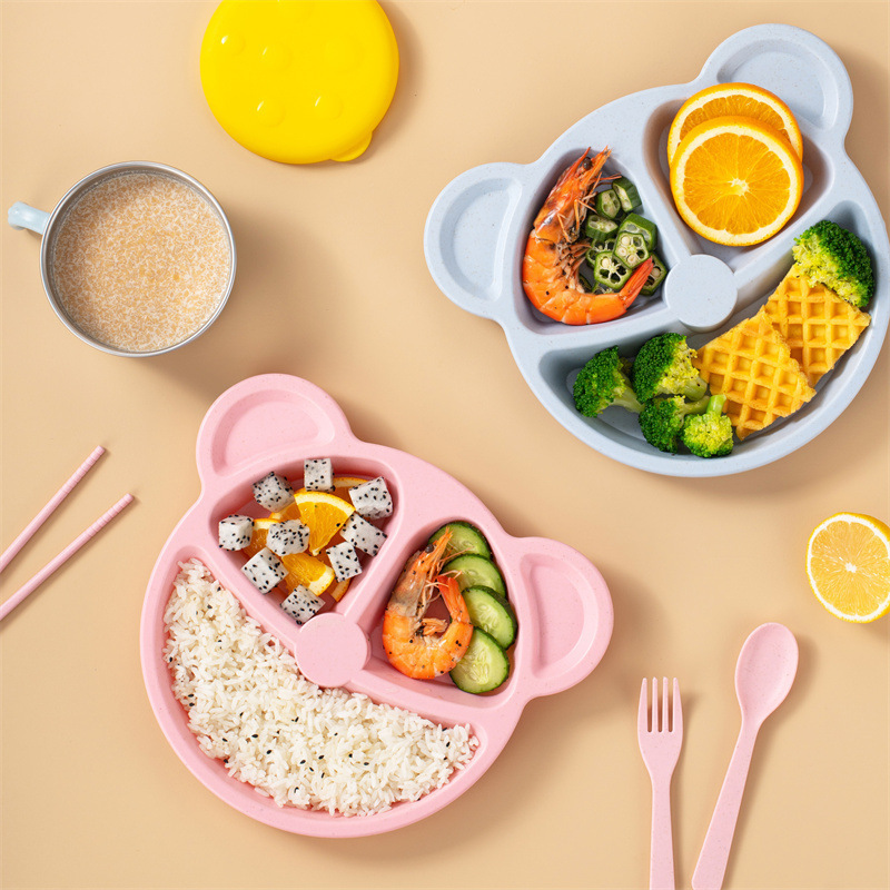 Baby Food Menu - 3pcs/Set Wheat Straw Children'S Tableware Set