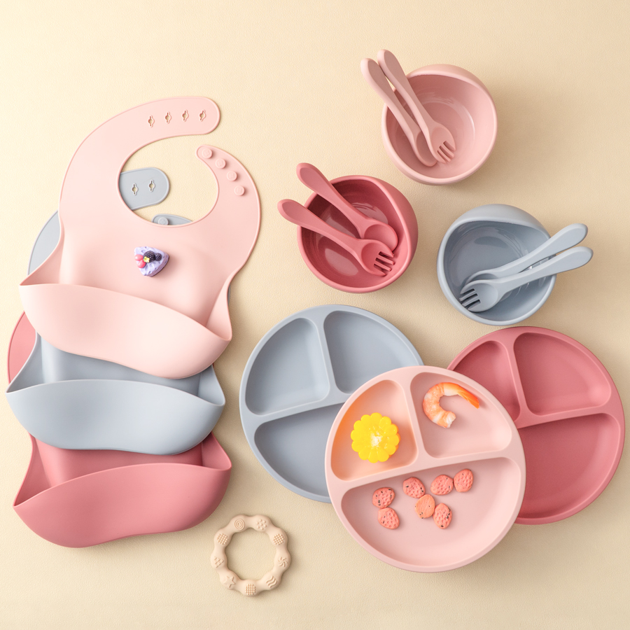 Baby Food Menu - 5Pcs Baby Silicone Feeding Set Round