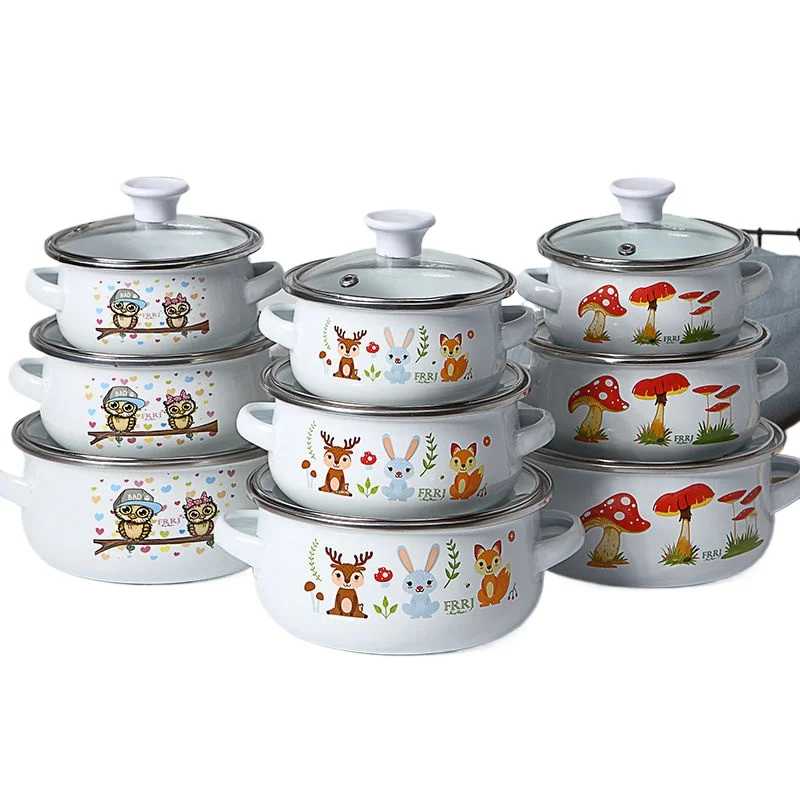 Mini Enamel Soup Pot with Lid, - Baby Food Healthy review and price