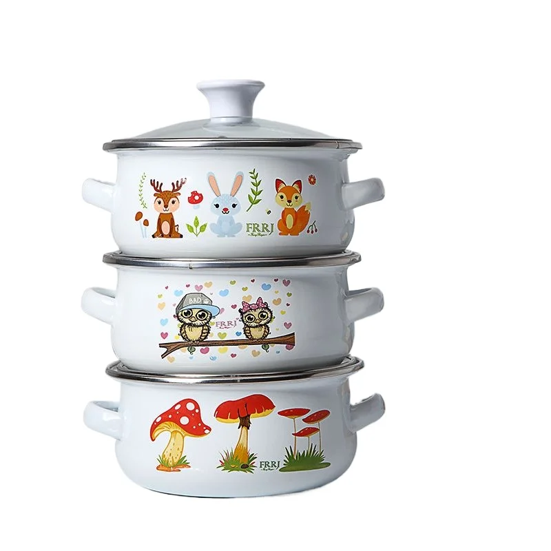 Mini Enamel Soup Pot with Lid, - Baby Food Healthy review and price