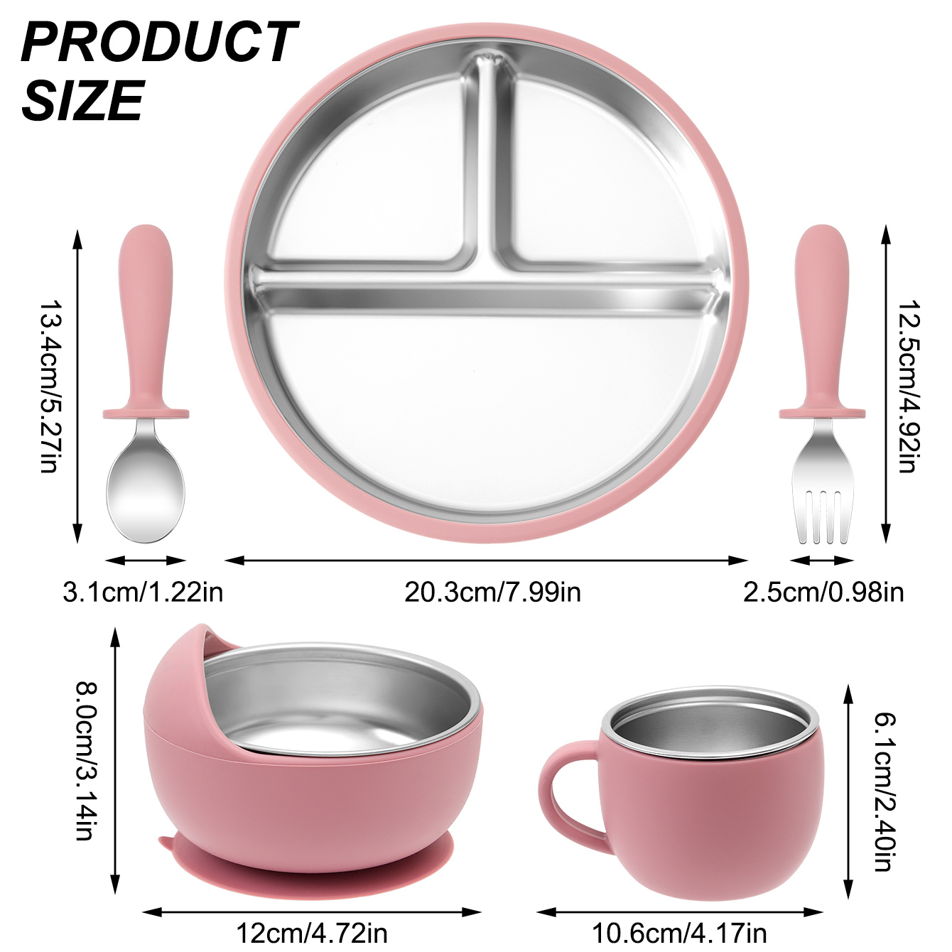 5PCS Stainless Steel Dishes Pl - Baby Food Menu review and price