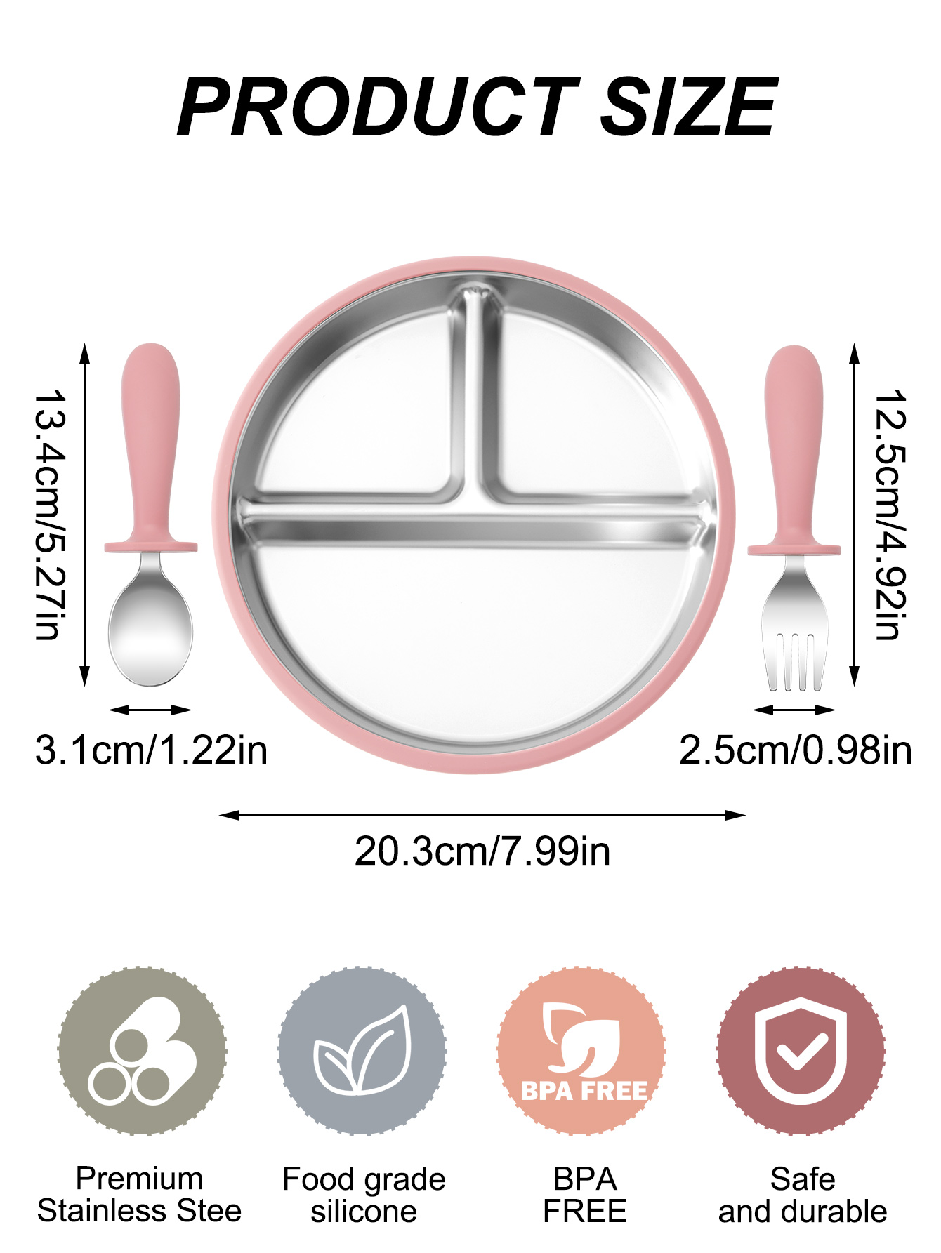 3PCS Stainless Steel Dishes Pl - Baby Food Menu review and price